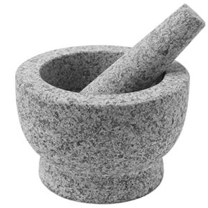 chefsofi mortar and pestle set – 6 inch – 2 cup capacity – unpolished heavy granite for enhanced performance and organic appearance – included: anti-scratch protector + italian recipes ebook
