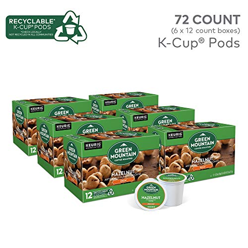 Green Mountain Coffee Roasters Hazelnut, Single Serve Coffee K-Cup Pod, Decaf, 12 Count (Pack of 6) (Packaging May Vary), 72 Count