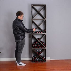 FDHUIJIA Wine Rack Cabinet countertop Wooden Stackable Storage Retro Cube 24 Bottles freestanding Floor Wine Holder Stand (Black)