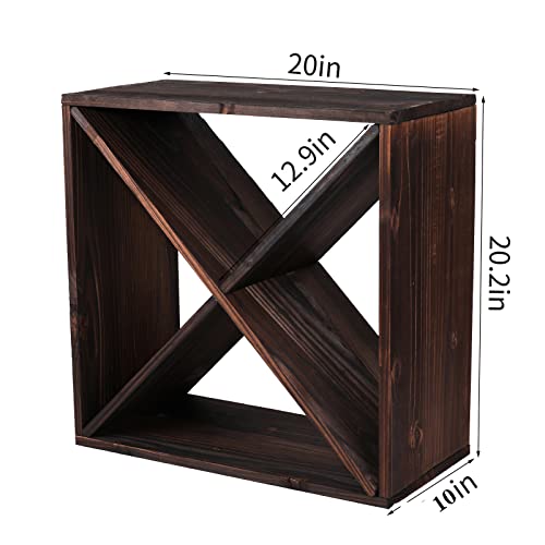 FDHUIJIA Wine Rack Cabinet countertop Wooden Stackable Storage Retro Cube 24 Bottles freestanding Floor Wine Holder Stand (Black)