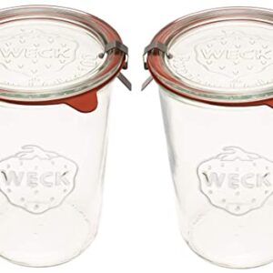 Weck Canning Jars 743 - Mold Jars made of Transparent Glass - Eco-Friendly - Storage for Food, Yogurt with Air Tight Seal and Lid - 3/4 Liter Tall Jars Set - Set of (2 Jars)