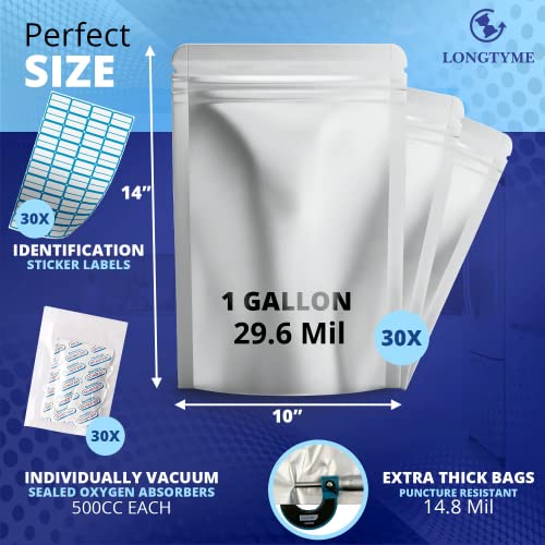 29.6 Mil,1 Gallon Mylar Bags-Mylar Bags 1 Gallon-Gallon Mylar Bags-1 Gallon Mylar Bags for Food Storage-Mylar Food Storage Bags(Pack of 30)