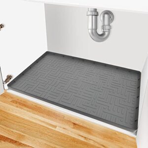 Punvot Under Sink Mat for Kitchen Waterproof, 34" x 22" Kitchen Mat Washable, Non-Slip Silicone Under Sink Liner Drip Tray for Kitchen & Bathroom Sink Cabinet Liner - Under Sink Organizers and Storage