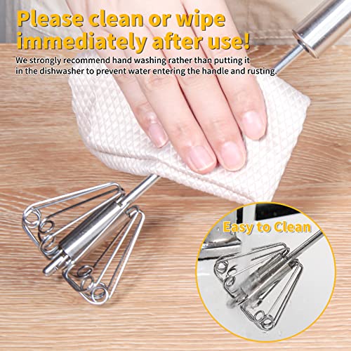 Newness Egg Whisk, Stainless Steel Hand Push Whisk Blender for Home - Versatile Tool for Egg Beater, Milk Frother, Hand Push Mixer Stirrer - Kitchen Utensil for Blending, Whisking, Beating & Stirring