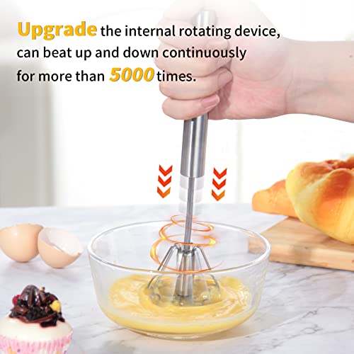 Newness Egg Whisk, Stainless Steel Hand Push Whisk Blender for Home - Versatile Tool for Egg Beater, Milk Frother, Hand Push Mixer Stirrer - Kitchen Utensil for Blending, Whisking, Beating & Stirring