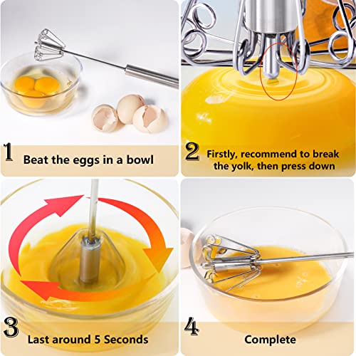 Newness Egg Whisk, Stainless Steel Hand Push Whisk Blender for Home - Versatile Tool for Egg Beater, Milk Frother, Hand Push Mixer Stirrer - Kitchen Utensil for Blending, Whisking, Beating & Stirring