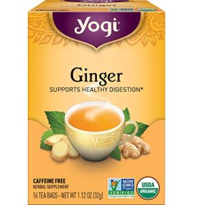 Yogi Tea - Ginger Tea (6 Pack) - Supports Healthy Digestion - Soothing and Spicy Blend - Caffeine Free - 96 Organic Herbal Tea Bags