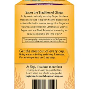 Yogi Tea - Ginger Tea (6 Pack) - Supports Healthy Digestion - Soothing and Spicy Blend - Caffeine Free - 96 Organic Herbal Tea Bags