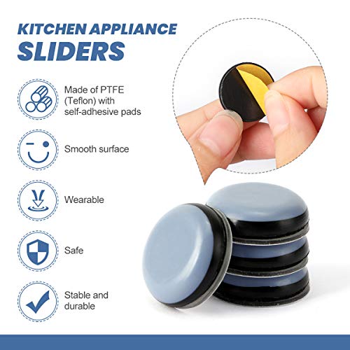 AIEVE Appliance Slider, 8Pcs Adhesive Magic Teflon Self Stick Slider for Most Countertop Small Kitchen Appliance Coffee Maker, Air Fryer, Pressure Cooker, Blender and More, Easy Moving & Saving Space