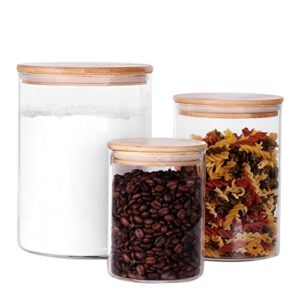 tzerotone glass flour and sugar containers, set of 3 large glass flour canister with airtight lids, glass pantry storage containers for flour, suger, rice, salt (100 oz/54 oz/27 oz)