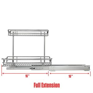 OCG 2 Tier Under Sink Pull Out Organizer (11" W x 18" D x 15.8" H), Under Sink Organizers and Storage for Kitchen Bathroom Cabinet, Chrome Finish