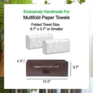 Countertop Multifold Paper Towel Dispenser In Dark Walnut – Bamboo Wood Folded Paper Towel Holder - For Multifold, Trifold, Z Fold & C Fold Paper Hand Napkins Folded Size 9.7" x 3.7" Or Smaller