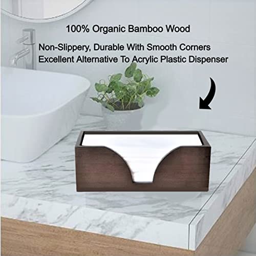 Countertop Multifold Paper Towel Dispenser In Dark Walnut – Bamboo Wood Folded Paper Towel Holder - For Multifold, Trifold, Z Fold & C Fold Paper Hand Napkins Folded Size 9.7" x 3.7" Or Smaller