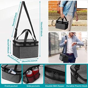 9.8L 11Cans Insulated Lunch Bag for Men Women, Reusable Insulated Lunch Box for Adult Men Women, Leakproof Cooler Bag Mens Lunchbox for Adults Work Office Picnic Beach with Adjustable Shoulder Strap