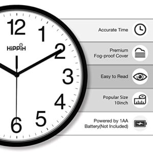 Yoobure 10 Inch Silent Quartz Decorative Wall Clock Non-Ticking Classic Digital Clock Battery Operated Round Easy to Read Home/Office/School Clock