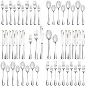 40 piece silverware set service for 8,premium stainless steel flatware set,mirror polished cutlery utensil set,durable home kitchen eating tableware set,include fork knife spoon set,dishwasher safe