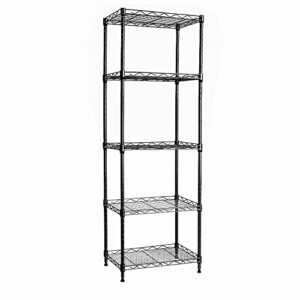regiller 5-wire shelving metal storage rack adjustable shelves, standing storage shelf units for laundry bathroom kitchen pantry closet(black, 16.6l x 11.8w x 53.5h)