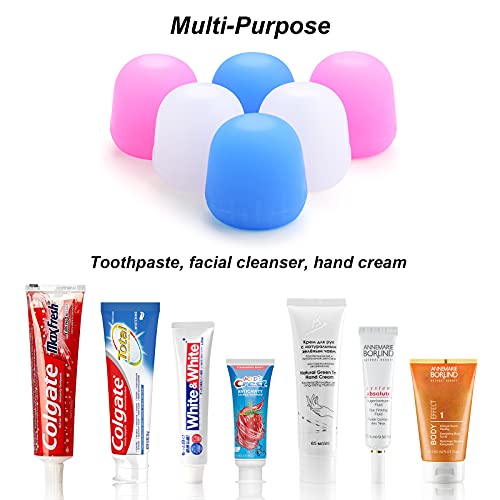 6 Pack Toothpaste Cap, Tnvee Self Closing Toothpaste Squeezer Dispenser with Organizer Box for Kids and Adults in Bathroom, Hygiene No Mess No Waste