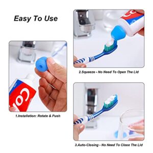 6 Pack Toothpaste Cap, Tnvee Self Closing Toothpaste Squeezer Dispenser with Organizer Box for Kids and Adults in Bathroom, Hygiene No Mess No Waste