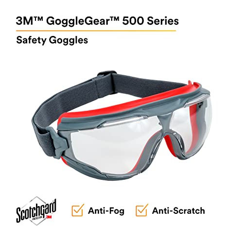 3M GoggleGear 500 Series GG501SGAF, Clear Scotchgard Anti-fog lens