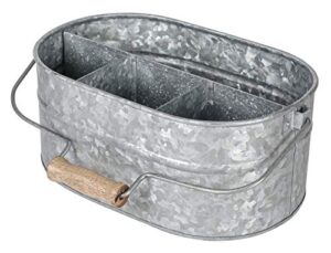 galvanized metal caddy with 4 compartments, kitchen utensil holder, metal caddy, picnic caddy, rustic farmhouse galvanized, multipurpose storage bin, metal garden planters- hammered – antique grey