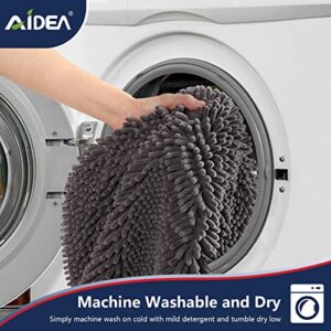 AIDEA Bathroom Rugs-30 x20'', Chenille Bath Mat for Bathroom Highly Absorbent Shower Mat, Non Slip Bath Rugs, Soft and Cozy, Machine Washable & Dry Bathmat, Microfiber Bath Room Floor Mats-Grey