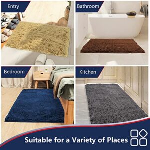 AIDEA Bathroom Rugs-30 x20'', Chenille Bath Mat for Bathroom Highly Absorbent Shower Mat, Non Slip Bath Rugs, Soft and Cozy, Machine Washable & Dry Bathmat, Microfiber Bath Room Floor Mats-Grey