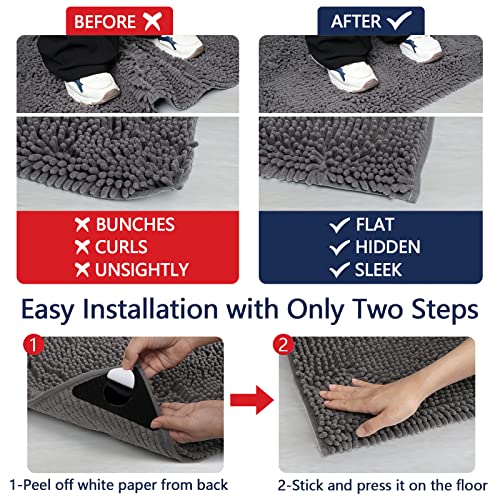 AIDEA Bathroom Rugs-30 x20'', Chenille Bath Mat for Bathroom Highly Absorbent Shower Mat, Non Slip Bath Rugs, Soft and Cozy, Machine Washable & Dry Bathmat, Microfiber Bath Room Floor Mats-Grey