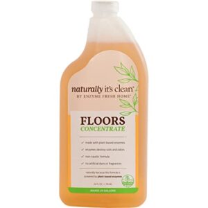 naturally it’s clean floor enzyme floor cleaner | safer for pets and kids | powerful plant based enzyme formula cleans hardwood, tile, and floors stain free | 24 gallon rinse free concentrate | 1 pack