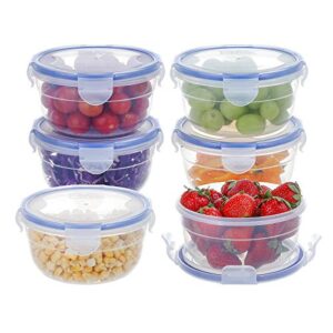 kigi [ 6 pack ] 10.1oz plastic bowls with lid leakproof food storage container set small meal prep containers