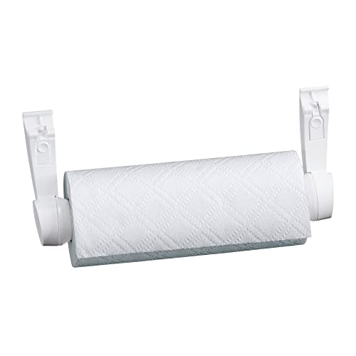 Leifheit 25771 4-in-1 Wall-Mount Paper Towel Holder | Plastic Wrap and Foil Dispenser with Spice Rack | White