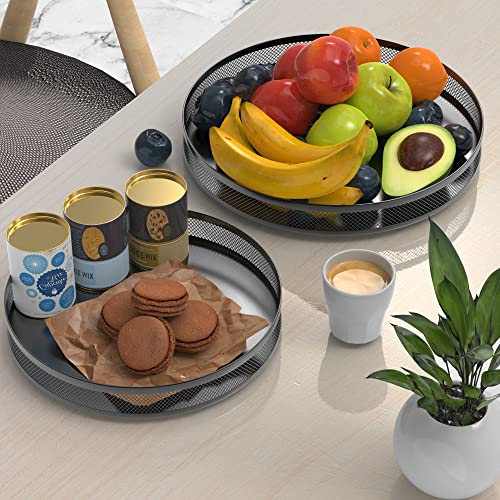 2 Pack Lazy Susan Organizer, IOAIANIA Lazy Susan Turntable for Cabinet, Metal Sturdy Turntable Organizer, Spinning Spice Rack, Lazy Susan for Table, Cabinet, Pantry, Fridge, Bathroom, 12 & 10 Inch