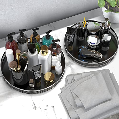 2 Pack Lazy Susan Organizer, IOAIANIA Lazy Susan Turntable for Cabinet, Metal Sturdy Turntable Organizer, Spinning Spice Rack, Lazy Susan for Table, Cabinet, Pantry, Fridge, Bathroom, 12 & 10 Inch