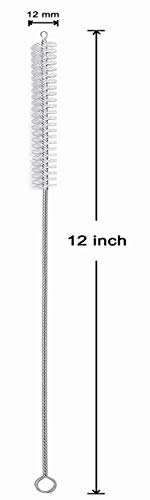 Extra Long Straw Cleaner Brush Extend 12 inch, Extra Wide 12mm diam Pipe Cleaners, Cleaning Brush for Hummingbird Feeders, Nylon Bristles and Stainless Steel Handle Straw Brush Set 10 Pack