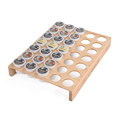 MinBoo BamBoo k cup holder Drawer or Countertop k cup Organizer Coffee Pod Holder Hold 35 Coffee Pod Storage Kcup coffee pods holder for coffee station Office and Kitchen k cup storage