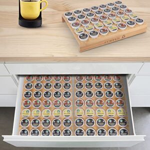 MinBoo BamBoo k cup holder Drawer or Countertop k cup Organizer Coffee Pod Holder Hold 35 Coffee Pod Storage Kcup coffee pods holder for coffee station Office and Kitchen k cup storage