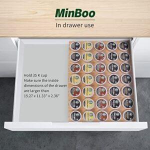 MinBoo BamBoo k cup holder Drawer or Countertop k cup Organizer Coffee Pod Holder Hold 35 Coffee Pod Storage Kcup coffee pods holder for coffee station Office and Kitchen k cup storage