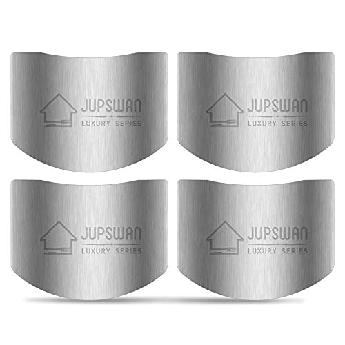 Jupswan Stainless Steel Knife Cutting Protector Kitchen Tool Chef Knife Finger Guard for Food Chopping Cutting Avoid Hurting (4-Pack)