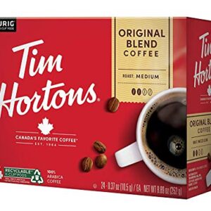 Tim Hortons Original Blend, Medium Roast Coffee, Single-Serve K-Cup Pods Compatible with Keurig Brewers, 24ct K-Cups