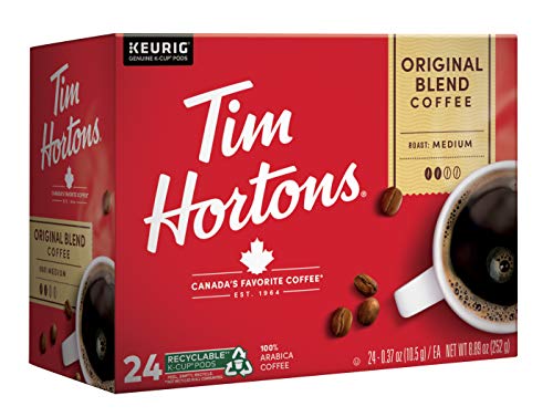 Tim Hortons Original Blend, Medium Roast Coffee, Single-Serve K-Cup Pods Compatible with Keurig Brewers, 24ct K-Cups