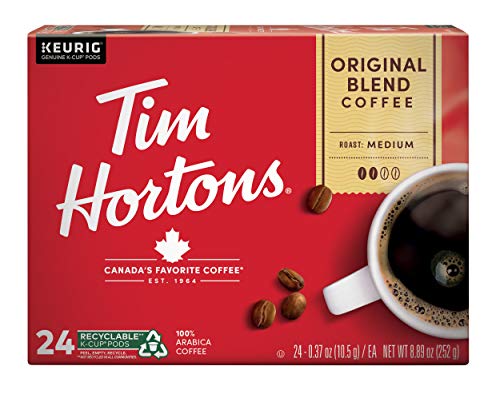 Tim Hortons Original Blend, Medium Roast Coffee, Single-Serve K-Cup Pods Compatible with Keurig Brewers, 24ct K-Cups