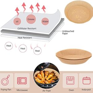 100 PCS Disposable Paper Liner for Air Fryer, Disposable Parchment Liners, Round Baking Paper-Liners for Baking Roasting Microwave (Nature)