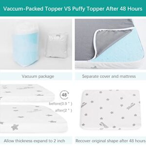 Pack and Play Mattress Topper Fits For Graco & Baby Trend &Pamo Babe Playard, Waterproof Bamboo Dual Sided (Firm for Babies) & Soft Foam (for Toddlers) Playard Mattress Pad, Foam Baby Playpen Mattress