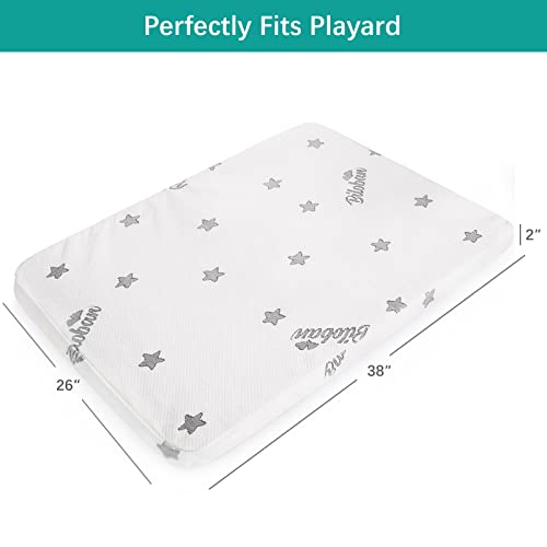 Pack and Play Mattress Topper Fits For Graco & Baby Trend &Pamo Babe Playard, Waterproof Bamboo Dual Sided (Firm for Babies) & Soft Foam (for Toddlers) Playard Mattress Pad, Foam Baby Playpen Mattress