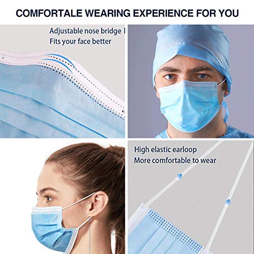 100 Pack Medical Disposable Face Masks for Protection, 3 Layers Safety Face Masks For Adults Daily Use