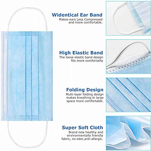 100 Pack Medical Disposable Face Masks for Protection, 3 Layers Safety Face Masks For Adults Daily Use