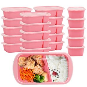 landmore meal prep containers 20 pack 33oz 2 compartment food storage containers with lids, bento box, bpa free, stackable/reusable lunch boxes, microwavable, freezer and dishwasher safe pink