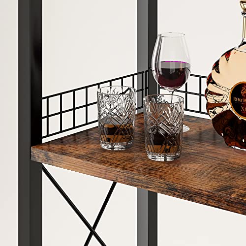 Homeiju Wine Rack Freestanding Floor, Bar Cabinets for Liquor and Glasses, 4-Tier bar cabinet with Tabletop, Glass Holder, Storage Drawer and Wine storage for Living Room, Kitchen, Home Bar(20 Bottle)