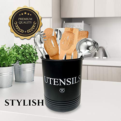 Steelware Central Utensil Holder Large Crocks Kitchen (black)