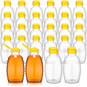 24 pcs 16 oz clear plastic honey bottles plastic skep style jar honey squeeze bottle empty refillable honey dispenser with flip top lids leak proof honey containers holders for storing and dispensing